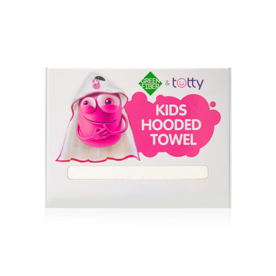 Детское полотенце с уголком Green Fiber & Totty, белое с розовым кантом